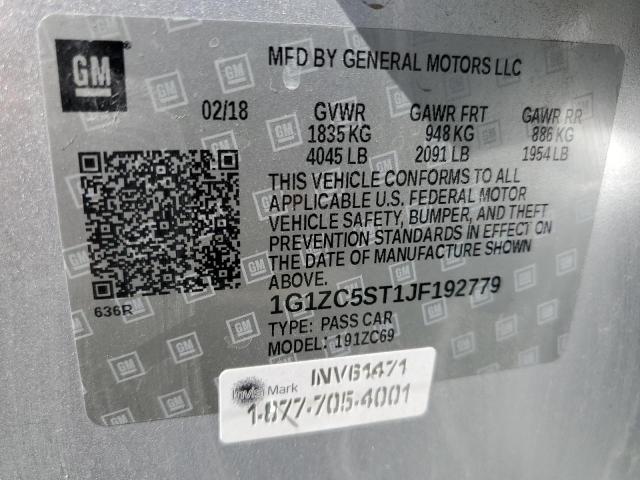 1G1ZC5ST1JF192779 - 2018 CHEVROLET MALIBU LS SILVER photo 12