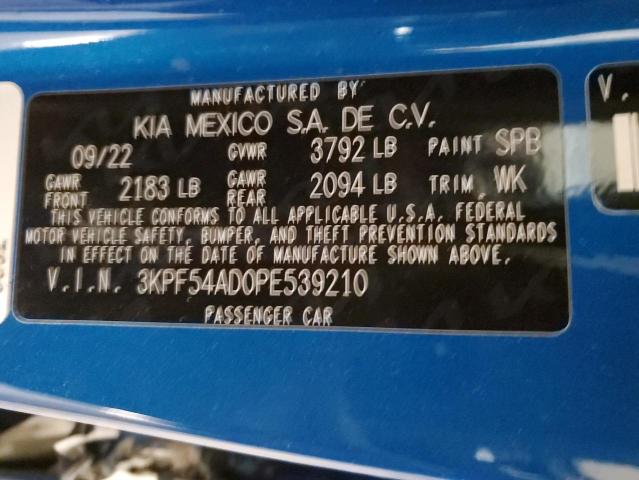 3KPF54AD0PE539210 - 2023 KIA FORTE GT LINE BLUE photo 12