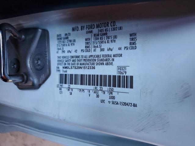 NM0LS7S29N1512336 - 2022 FORD TRANSIT CO XL WHITE photo 13