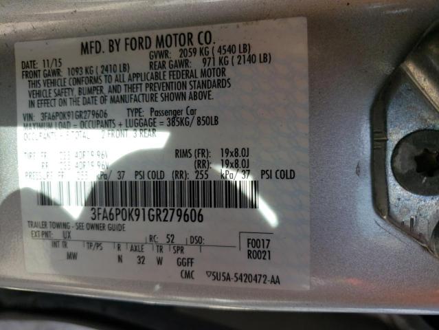 3FA6P0K91GR279606 - 2016 FORD FUSION TITANIUM SILVER photo 12