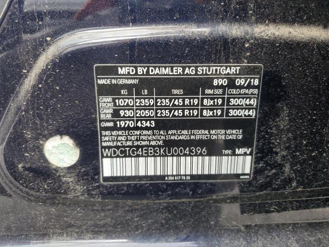 WDCTG4EB3KU004396 - 2019 MERCEDES-BENZ GLA 250 Bleu photo 13