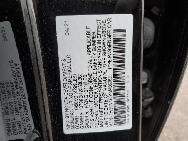 1HGCV1F54MA060629 - 2021 HONDA ACCORD EXL BLACK photo 12