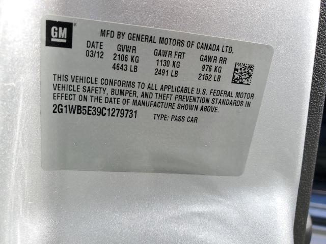 2G1WB5E39C1279731 - 2012 CHEVROLET IMPALA LT SILVER photo 12