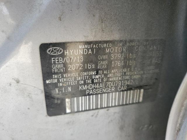 KMHDH4AE7DU791942 - 2013 HYUNDAI ELANTRA GLS SILVER photo 12