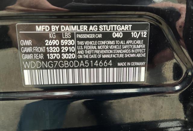 WDDNG7GB0DA514664 - 2013 MERCEDES-BENZ S 600 BLACK photo 10