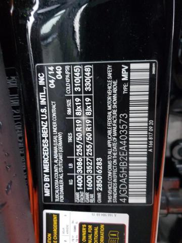 4JGDA5HB2EA403573 - 2014 MERCEDES-BENZ ML 350 4MATIC BLACK photo 13