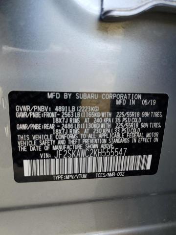 JF2SKAWC2KH555547 - 2019 SUBARU FORESTER TOURING 银色 照片 12