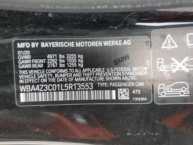 WBA4Z3C01L5R13553 - 2020 BMW 430XI BLACK photo 12