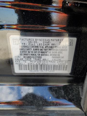 3N1AB8CV8LY276850 - 2020 NISSAN SENTRA SV BLACK photo 12