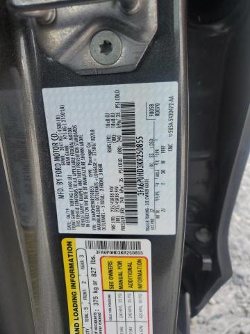 3FA6P0HD3KR250855 - 2019 FORD FUSION SE CHARCOAL photo 12