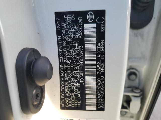 JTDKARFP1H3063973 - 2017 TOYOTA PRIUS PRIM WHITE photo 12