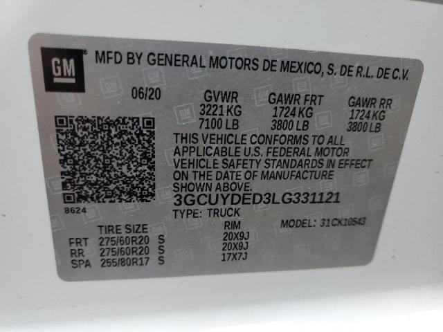 3GCUYDED3LG331121 - 2020 CHEVROLET 1500 SILVE K1500 LT WHITE photo 13