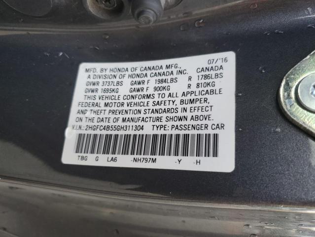 2HGFC4B55GH311304 - 2016 HONDA CIVIC LX SILVER photo 12