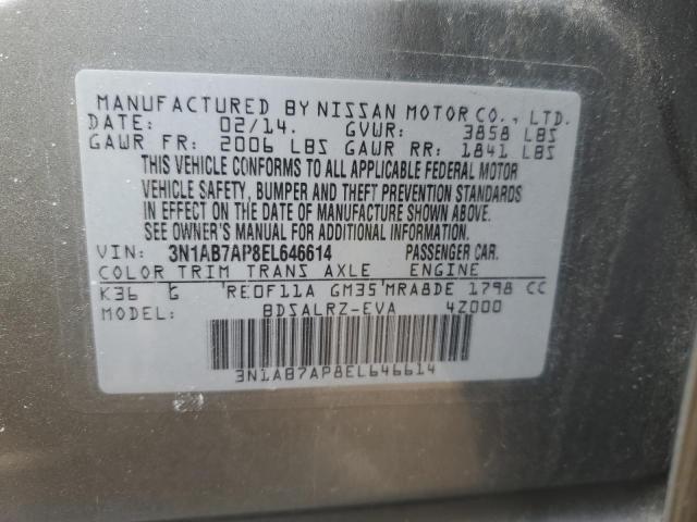 3N1AB7AP8EL646614 - 2014 NISSAN SENTRA S SILVER photo 12