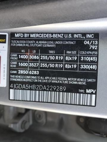 4JGDA5HB2DA229289 - 2013 MERCEDES-BENZ ML 350 4MATIC GRAY photo 13