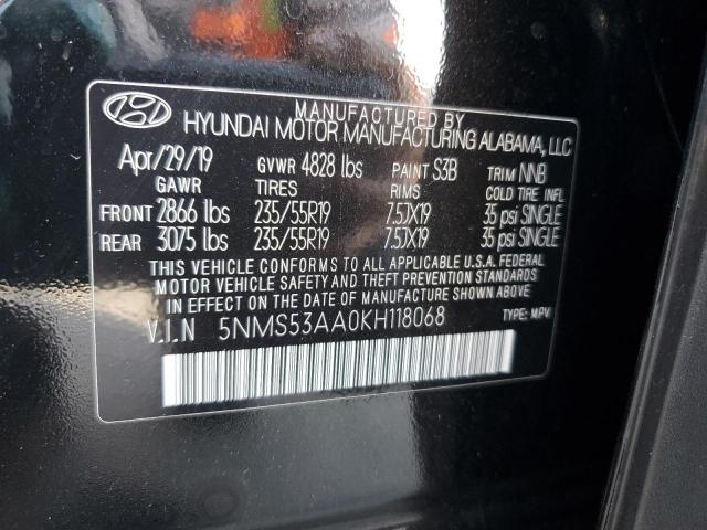 5NMS53AA0KH118068 - 2019 HYUNDAI SANTA FE LIMITED BLACK photo 13