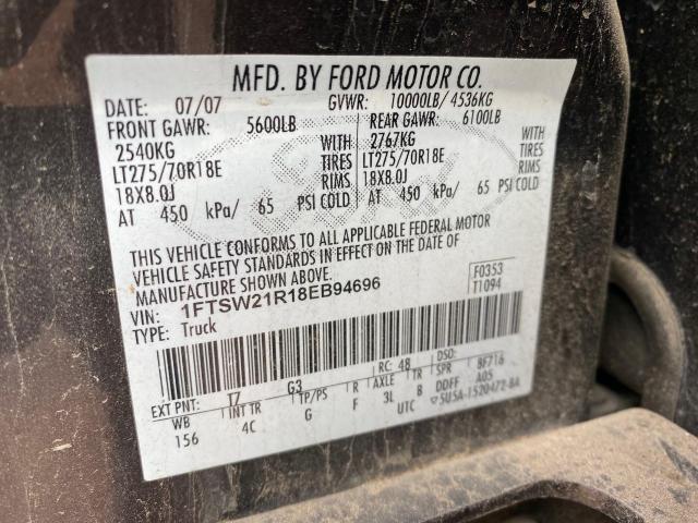 1FTSW21R18EB94696 - 2008 FORD F250 SUPER CHARCOAL photo 10