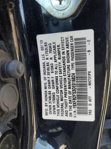 19XFB2F53DE016824 - 2013 HONDA CIVIC LX BLACK photo 12