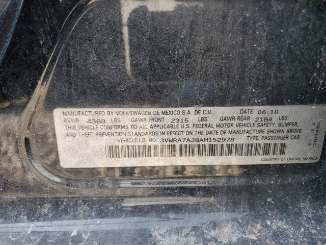 3VWRA7AJ8AM152978 - 2010 VOLKSWAGEN JETTA WOLFSBURG 黑色 照片 12
