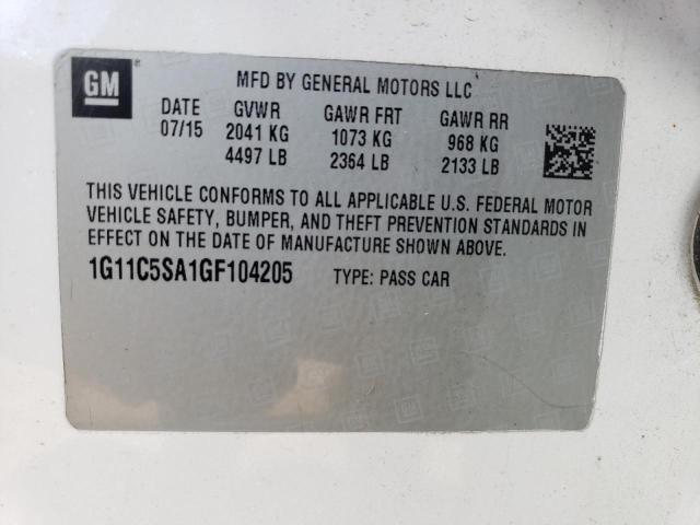 1G11C5SA1GF104205 - 2016 CHEVROLET MALIBU LIM LT 白色 照片 12