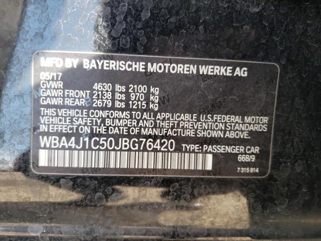 WBA4J1C50JBG76420 - 2018 BMW 430I GRAN COUPE BLACK photo 12