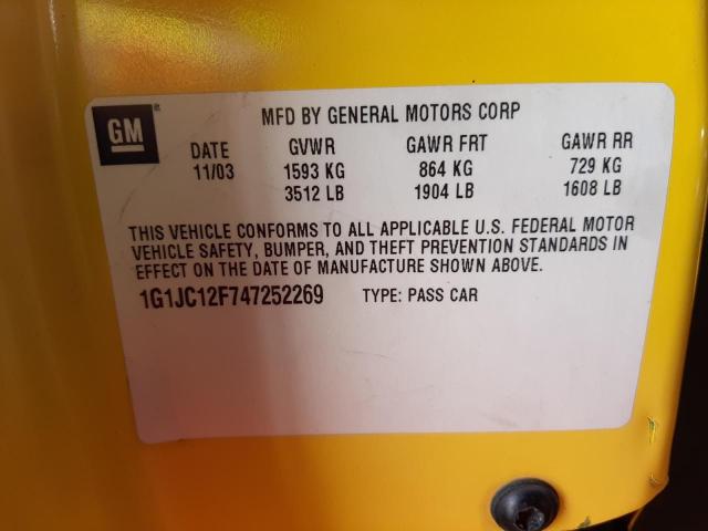 1G1JC12F747252269 - 2004 CHEVROLET CAVALIER YELLOW photo 12