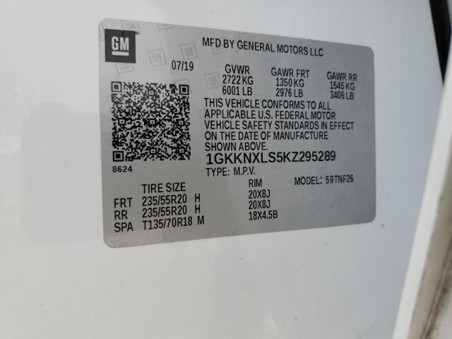 1GKKNXLS5KZ295289 - 2019 GMC ACADIA DENALI 白色 照片 14