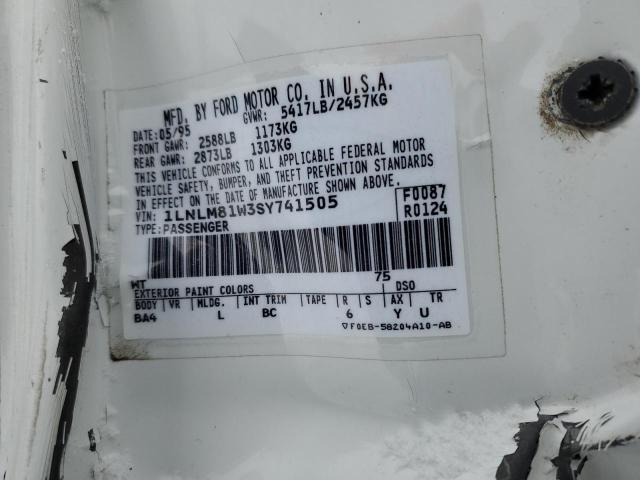 1LNLM81W3SY741505 - 1995 LINCOLN TOWN CAR EXECUTIVE Weiß Foto 12