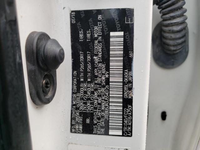 JTEBU5JR3J5540126 - 2018 TOYOTA 4RUNNER SR5/SR5 PREMIUM 白色 照片 10