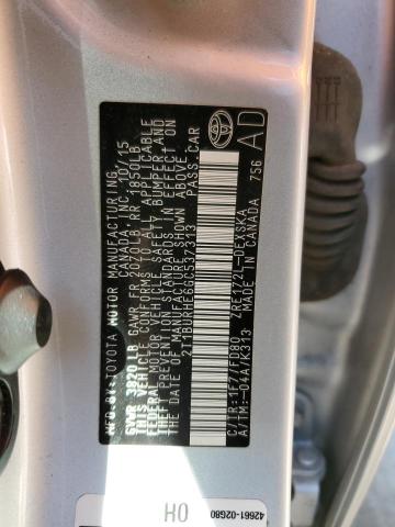 2T1BURHE6GC537313 - 2016 TOYOTA COROLLA L SILVER photo 13