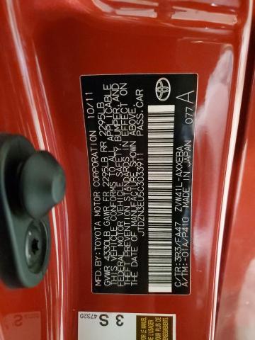 JTDZN3EU5C3033911 - 2012 TOYOTA PRIUS V RED photo 12