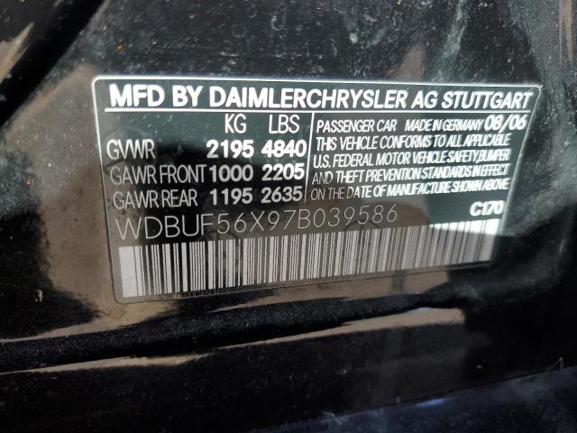 WDBUF56X97B039586 - 2007 MERCEDES-BENZ E 350 BLACK photo 12