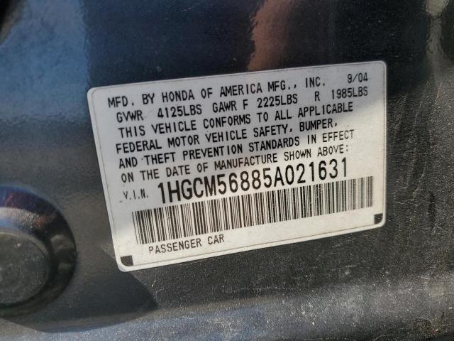 1HGCM56885A021631 - 2005 HONDA ACCORD EX CHARCOAL photo 12