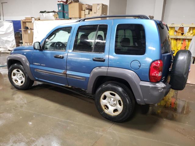 1J4GL48K63W700605 - 2003 JEEP LIBERTY SPORT BLUE photo 2