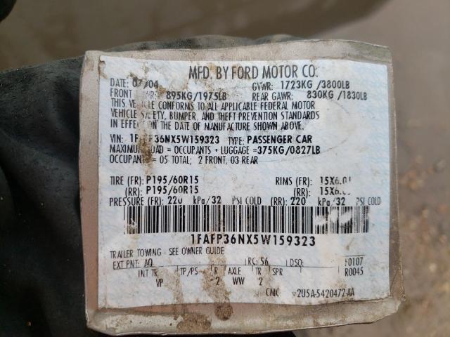 1FAFP36NX5W159323 - 2005 FORD FOCUS ZXW TAN photo 12