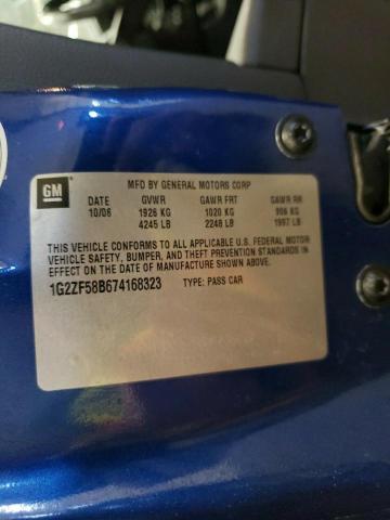 1G2ZF58B674168323 - 2007 PONTIAC G6 VALUE LEADER BLUE photo 12