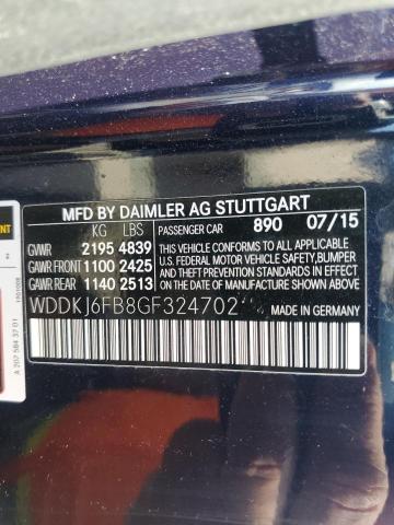 WDDKJ6FB8GF324702 - 2016 MERCEDES-BENZ E 400 BLUE photo 12