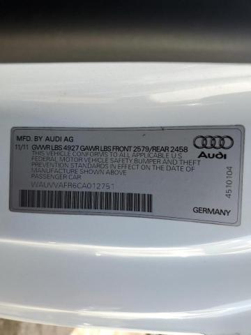 WAUVVAFR6CA012751 - 2012 AUDI S5 PRESTIGE WHITE photo 12