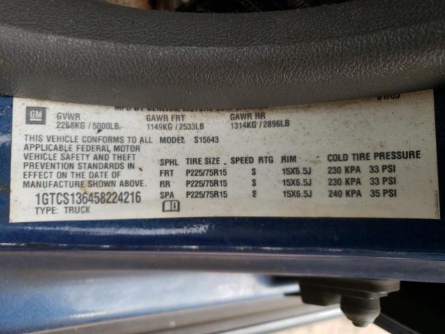 1GTCS136458224216 - 2005 GMC CANYON BLUE photo 12