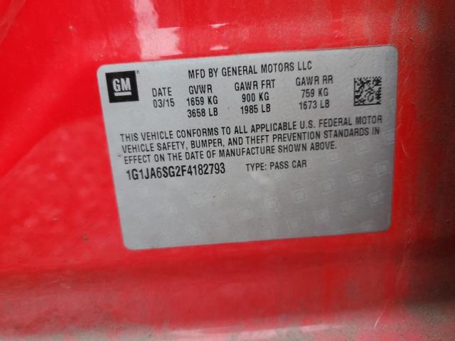 1G1JA6SG2F4182793 - 2015 CHEVROLET SONIC LS RED photo 12