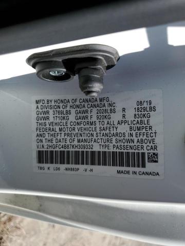 2HGFC4B87KH309332 - 2019 HONDA CIVIC SPORT 白色 照片 13