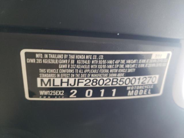MLHJF2802B5001270 - 2011 HONDA PCX Ağ foto 10