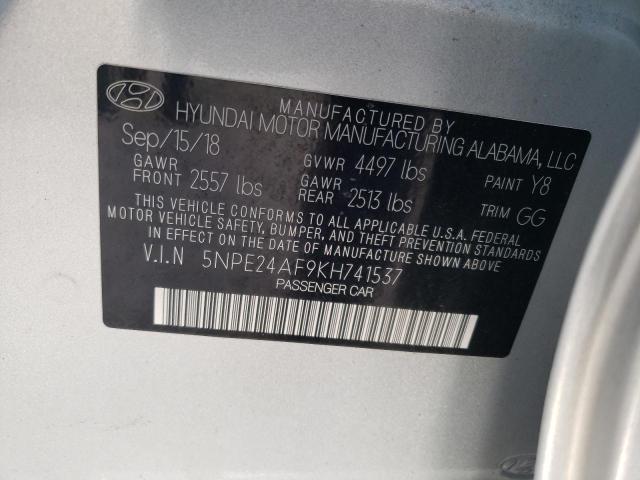 5NPE24AF9KH741537 - 2019 HYUNDAI SONATA SE SILVER photo 12