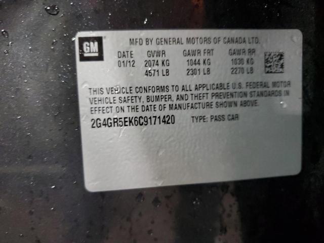 2G4GR5EK6C9171420 - 2012 BUICK REGAL 石墨色 照片 12