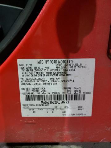 MAJ6S3GL2LC350793 - 2020 FORD ECOSPORT SE წითელი ფოტო 13