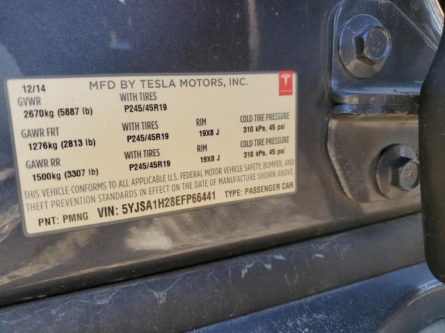 5YJSA1H28EFP66441 - 2014 TESLA MODEL S GRAY photo 12