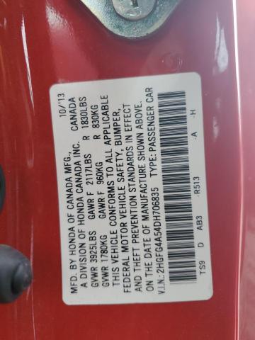 2HGFG4A54DH706835 - 2013 HONDA CIVIC SI RED photo 13