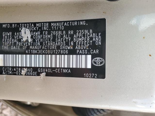 4T1BK3EK0BU127806 - 2011 TOYOTA CAMRY SE GOLD photo 12