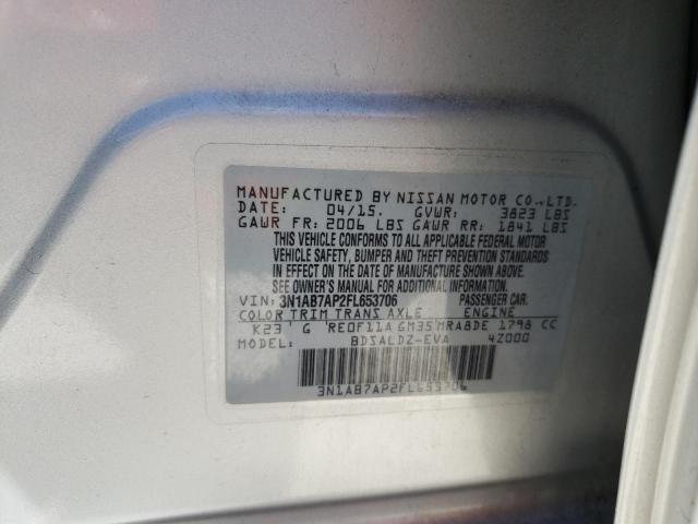 3N1AB7AP2FL653706 - 2015 NISSAN SENTRA S SILVER photo 12