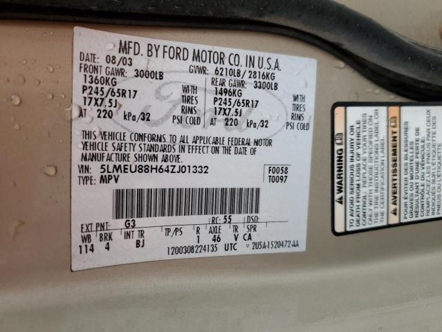 5LMEU88H64ZJ01332 - 2004 LINCOLN AVIATOR 金色 照片 13